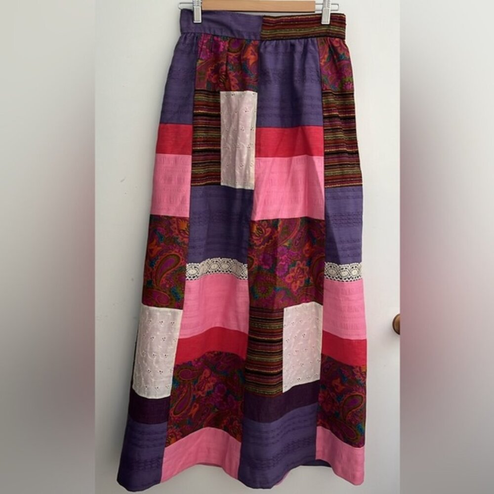 Vintage Colourful Patchwork Maxi Skirt